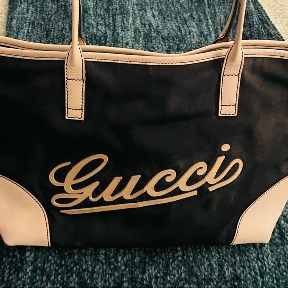 Cute Vintage Gucci Navy and White Medium tote bag - Picture 2 of 6